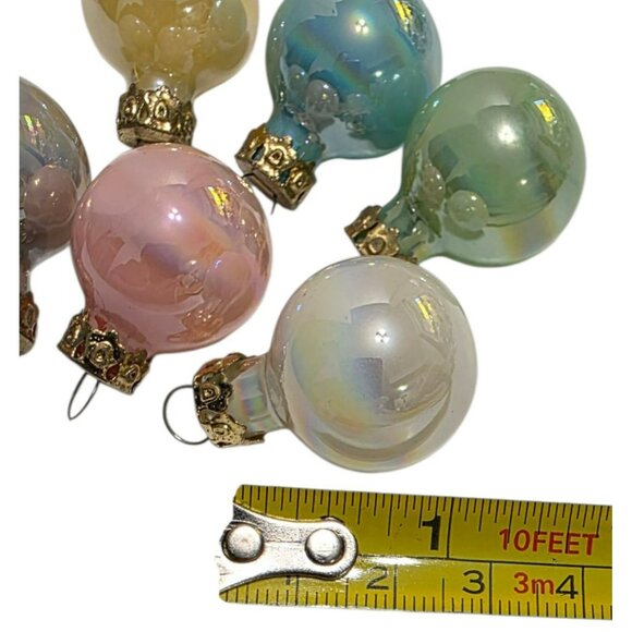 20 VTG Pastel Glass Christmas Ornaments Iridescent Mini Bauble 1" Holiday Taiwan - Picture 5 of 11